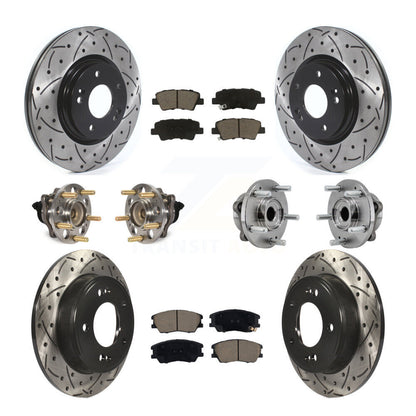 Hub Bearing Coated Disc Brake Rotors And Pads Front Rear Kit (10Pc) For Kia Soul