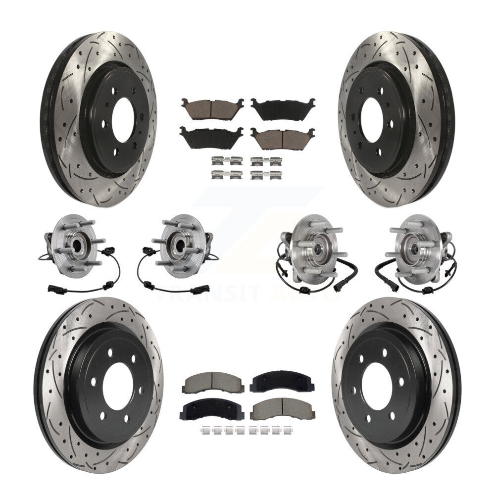 Hub Bearing Coated Brake Rotor Pad Front Rear Kit (10Pc) For Ford Expedition 4WD