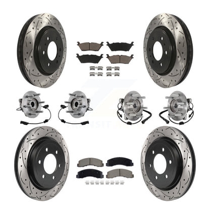 Hub Bearing Coated Brake Rotor Pad Front Rear Kit (10Pc) For Ford Expedition 4WD