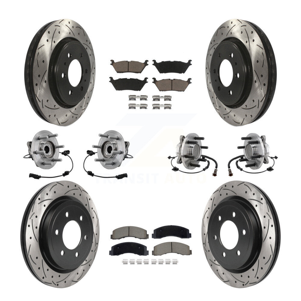 Hub Bearing Coated Brake Rotor Pad Front Rear Kit (10Pc) For Ford Expedition RWD