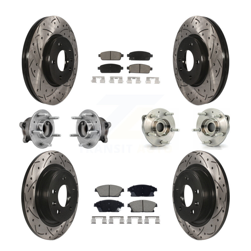 Hub Bearing Coated Brake Rotor & Pad Front Rear Kit (10Pc) For Buick Verano Volt