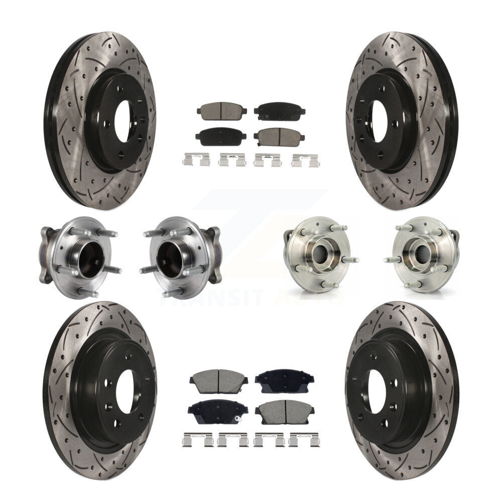 Hub Bearing Coat Brake Rotor Pad Front Rear Kit (10Pc) For Chevrolet Cruze Buick