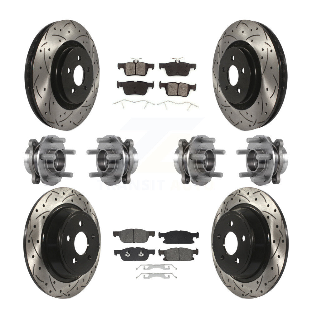 Hub Bearing Coated Brake Rotor Pad Front Rear Kit (10Pc) For Lincoln Continental