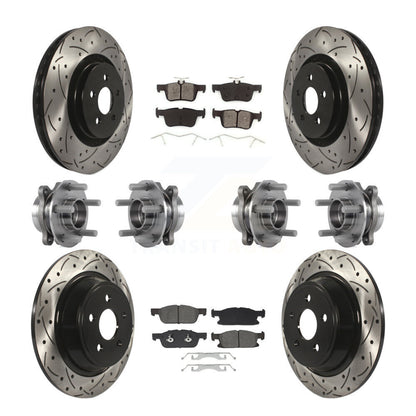 Hub Bearing Coated Brake Rotor Pad Front Rear Kit (10Pc) For Lincoln Continental