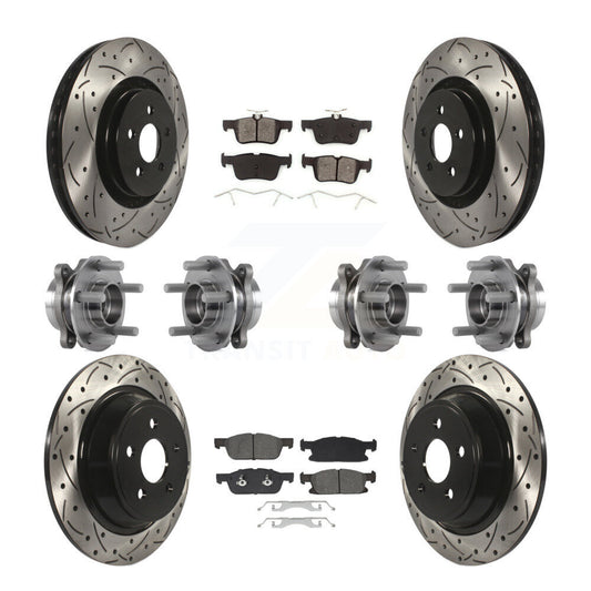 Hub Bearing Coated Brake Rotor Pad Front Rear Kit (10Pc) For Lincoln Continental