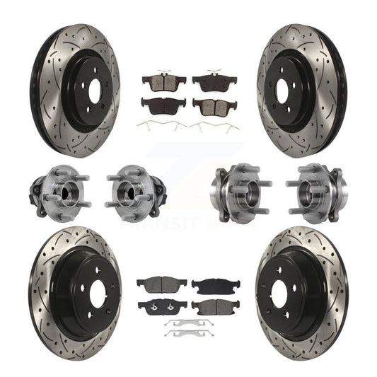 Hub Bearing Coated Brake Rotor Pad Front Rear Kit (10Pc) For Lincoln Continental