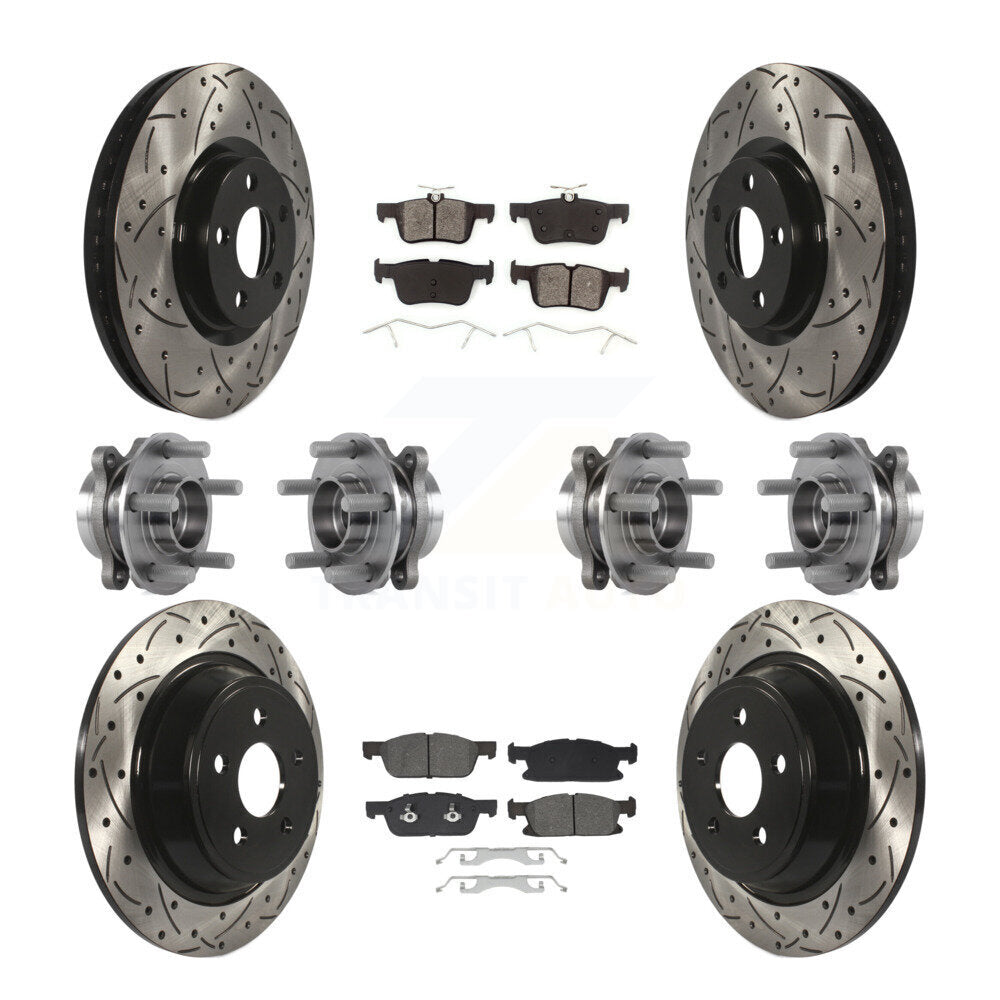 Hub Bearing Coated Brake Rotor Pad Front Rear Kit (10Pc) For Lincoln Continental