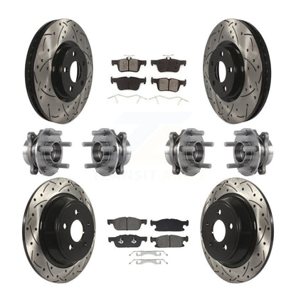 Hub Bearing Coated Brake Rotor Pad Front Rear Kit (10Pc) For Lincoln Continental