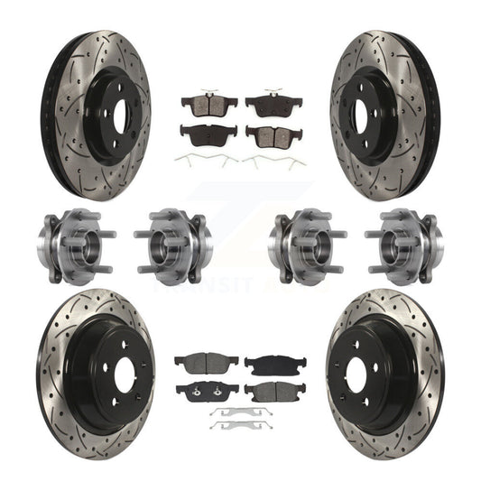 Hub Bearing Coated Brake Rotor Pad Front Rear Kit (10Pc) For Lincoln Continental
