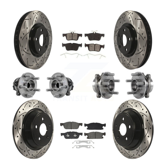 Hub Bearing Coated Brake Rotor Pad Front Rear Kit (10Pc) For Lincoln Continental
