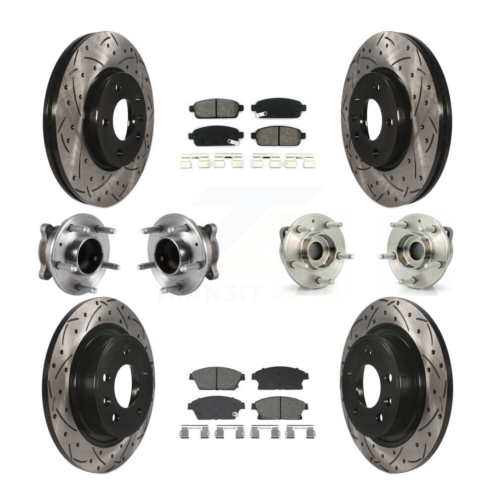 Hub Bearing Coat Brake Rotor Pad Front Rear Kit (10Pc) For Chevrolet Cruze Buick