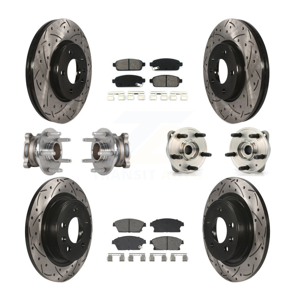 Hub Bearing Coated Brake Rotor And Pad Front Rear Kit (10Pc) For Chevrolet Cruze