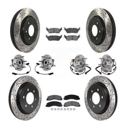 Hub Bearing Coated Brake Rotor Pad Front Rear Kit (10Pc) For Ford Expedition 4WD