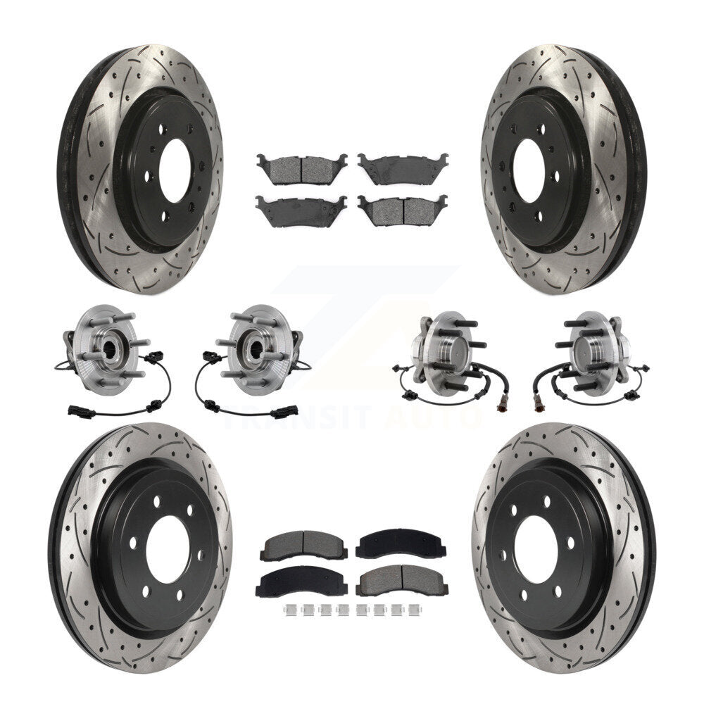 Hub Bearing Coated Brake Rotor Pad Front Rear Kit (10Pc) For Ford Expedition RWD