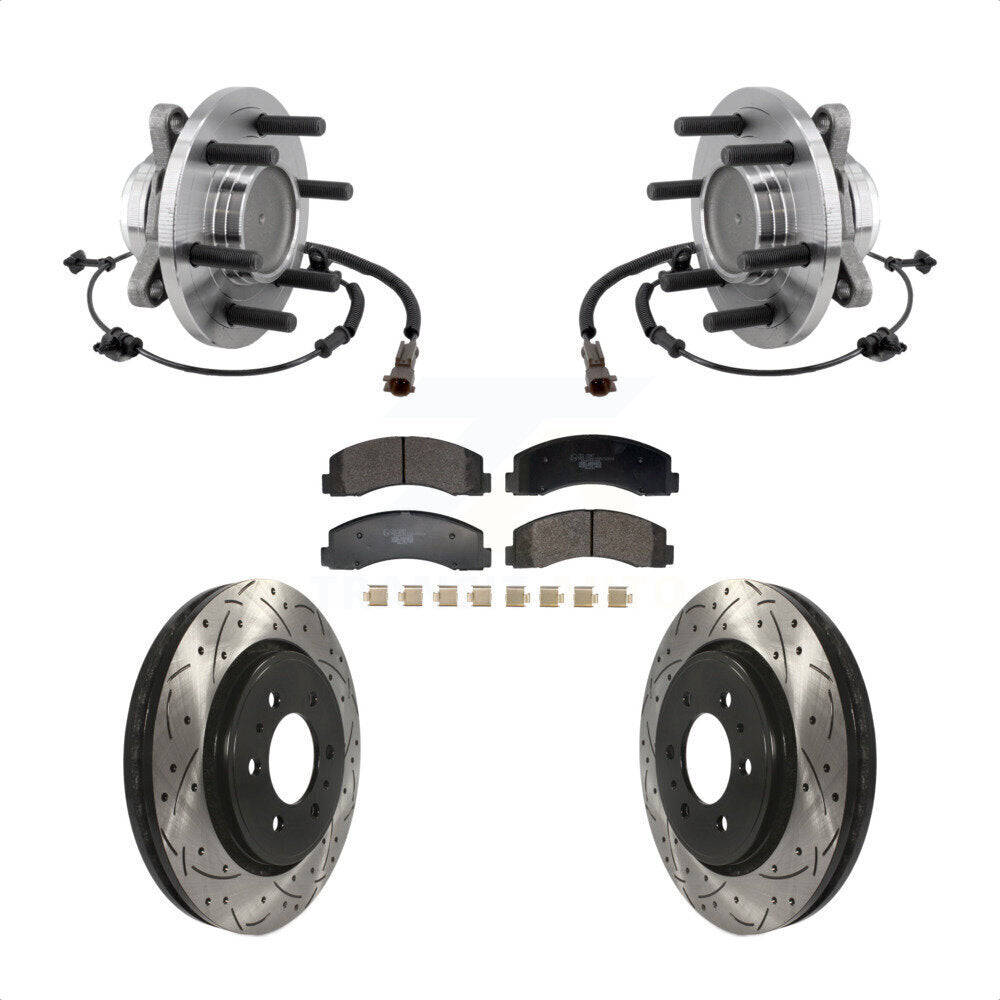 Hub Bearing Drilled Slot Brake Rotor Pad Front Kit For Ford F-150 Expedition RWD