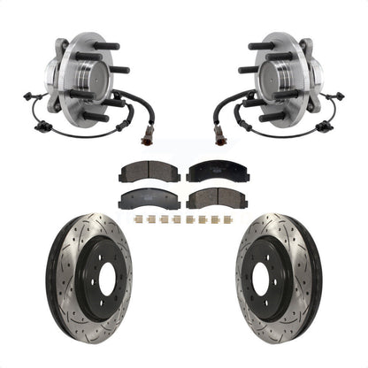 Hub Bearing Drilled Slot Brake Rotor Pad Front Kit For Ford F-150 Expedition RWD