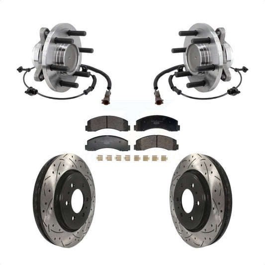 Hub Bearing Drilled Slot Brake Rotor Pad Front Kit For Ford F-150 Expedition RWD