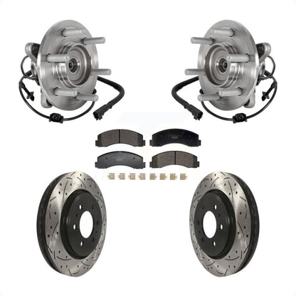 Hub Bearing Drill Slot Brake Rotor Pad Front Kit For Ford Expedition Lincoln 4WD