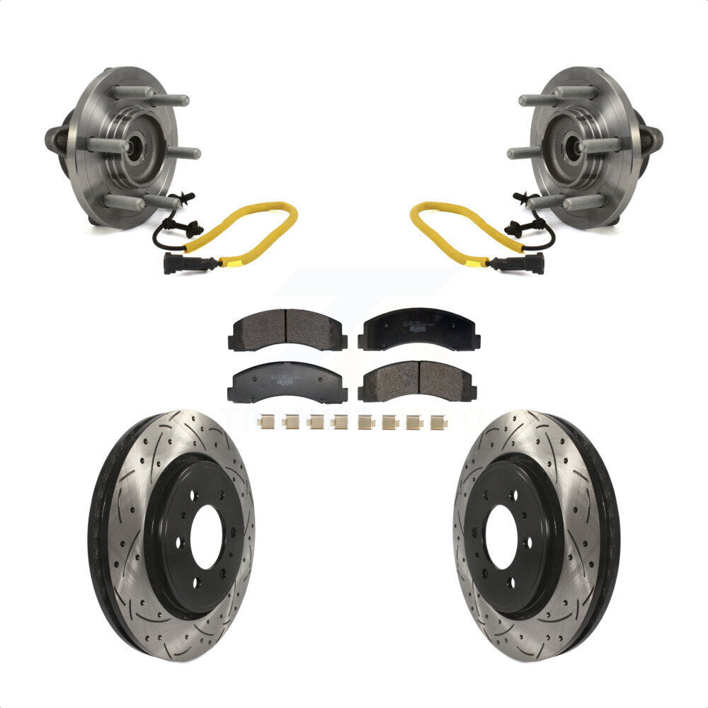 Hub Bearing Assembly Coated Drill Slot Brake Rotor Pads Front Kit For Ford F-150