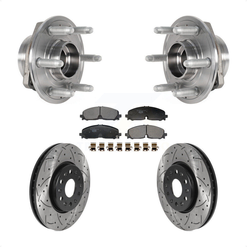Hub Bearing Drilled Slot Brake Rotor Pad Front Kit For Chevrolet Traverse Blazer