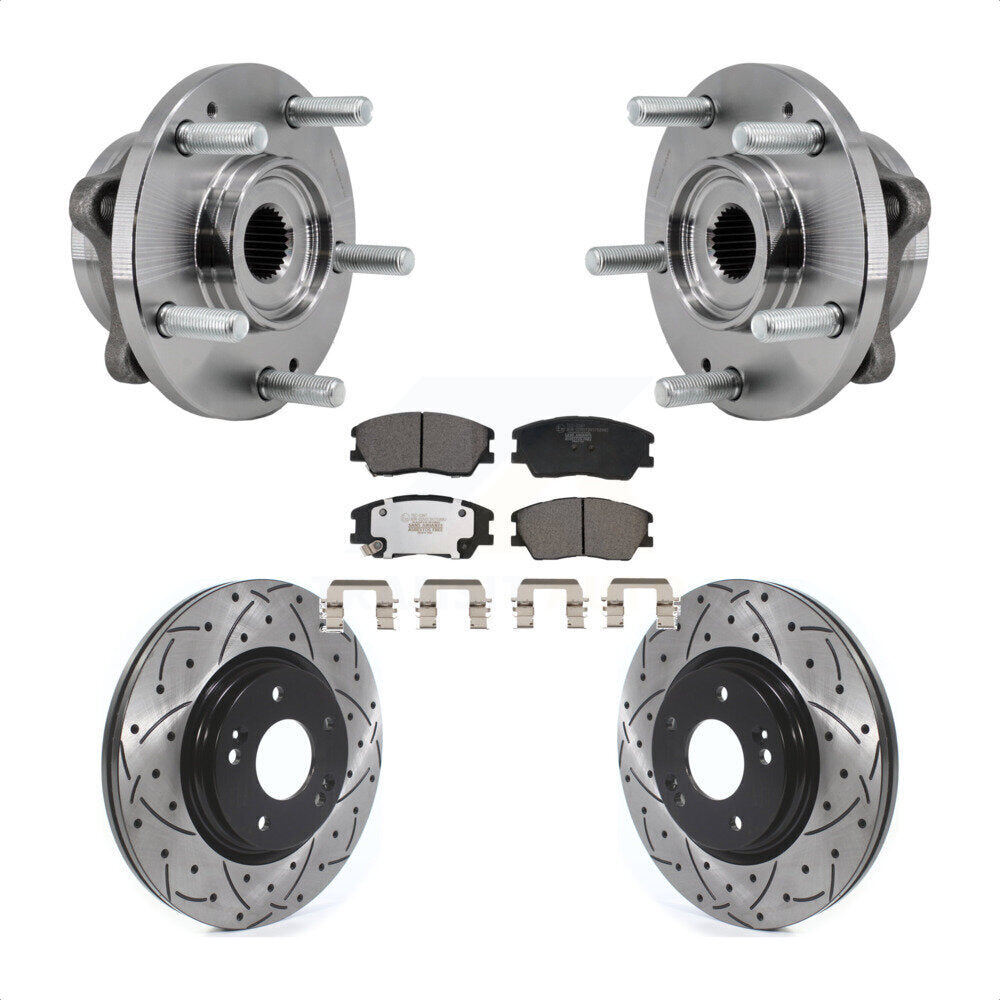 Hub Bearing Assembly Coated Drilled Slot Brake Rotor Pads Front Kit For Kia Soul