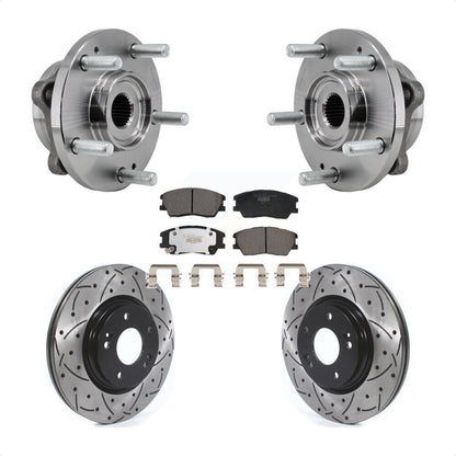 Hub Bearing Assembly Coated Drilled Slot Brake Rotor Pads Front Kit For Kia Soul
