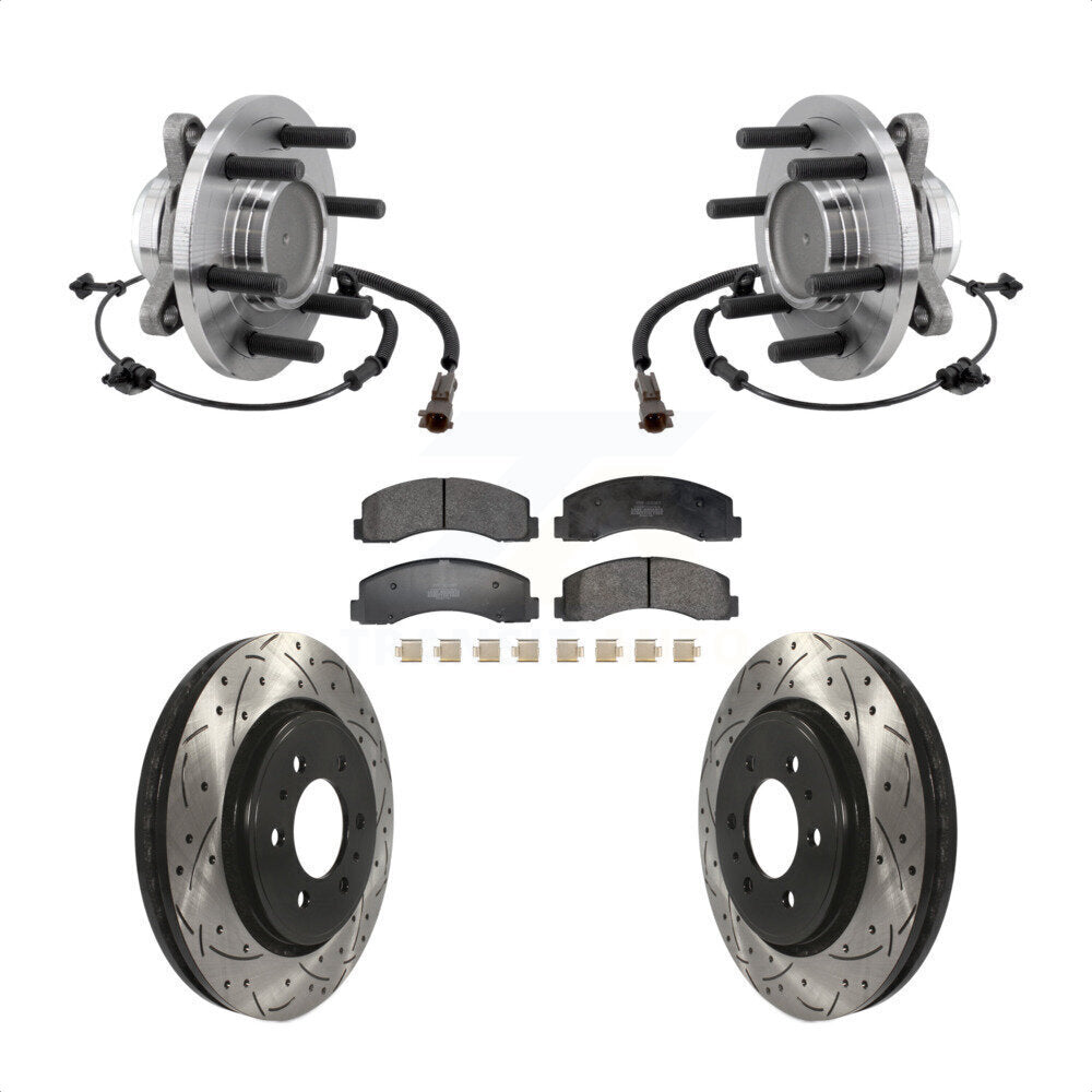Hub Bearing Drilled Slot Brake Rotor Pad Front Kit For Ford F-150 Expedition RWD