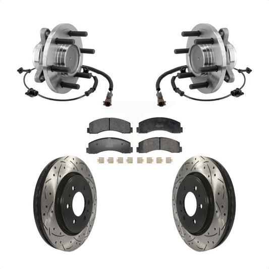Hub Bearing Drilled Slot Brake Rotor Pad Front Kit For Ford F-150 Expedition RWD