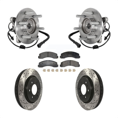 Hub Bearing Drill Slot Brake Rotor Pad Front Kit For Ford Expedition Lincoln 4WD