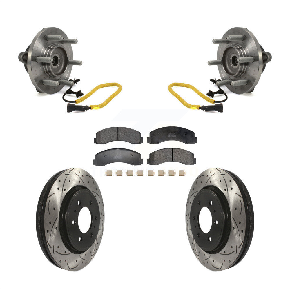 Hub Bearing Assembly Coated Drill Slot Brake Rotor Pads Front Kit For Ford F-150