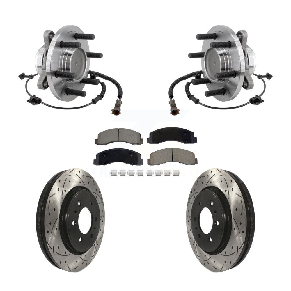 Hub Bearing Drilled Slot Brake Rotor Pad Front Kit For Ford F-150 Expedition RWD