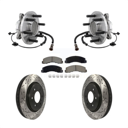 Hub Bearing Drilled Slot Brake Rotor Pad Front Kit For Ford F-150 Expedition RWD