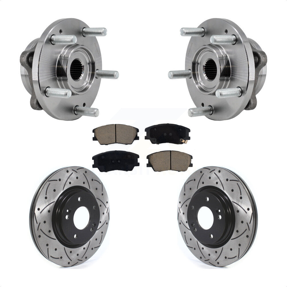 Hub Bearing Assembly Coated Drilled Slot Brake Rotor Pads Front Kit For Kia Soul