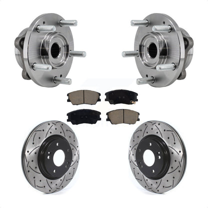 Hub Bearing Assembly Coated Drilled Slot Brake Rotor Pads Front Kit For Kia Soul