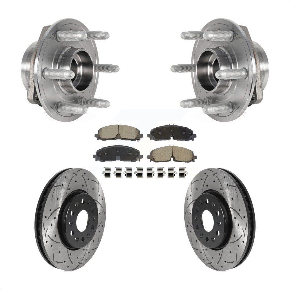 Hub Bearing Drilled Slot Brake Rotor Pad Front Kit For Chevrolet Traverse Blazer