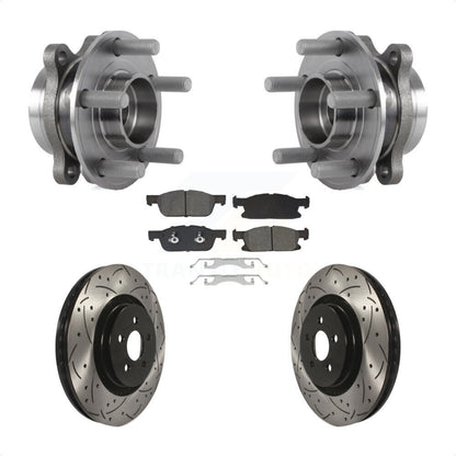 Hub Bearing Drilled Slot Brake Rotor & Pad Front Kit For Ford Fusion Lincoln MKZ