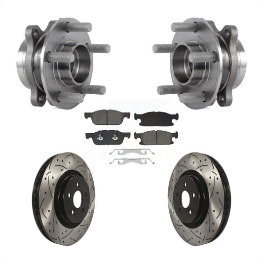 Hub Bearing Drilled Slot Brake Rotor & Pad Front Kit For Ford Fusion Lincoln MKZ