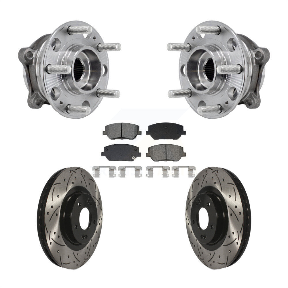 Hub Bearing Drill Slot Brake Rotor Pads Front Kit For 2019-2020 Hyundai Santa Fe