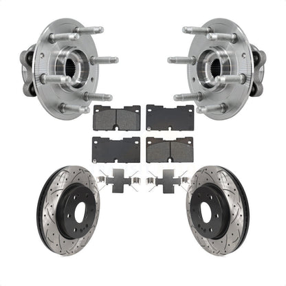 Hub Bearing Drill Slot Brake Rotor Pads Front Kit For Chevrolet GMC Silverado XL