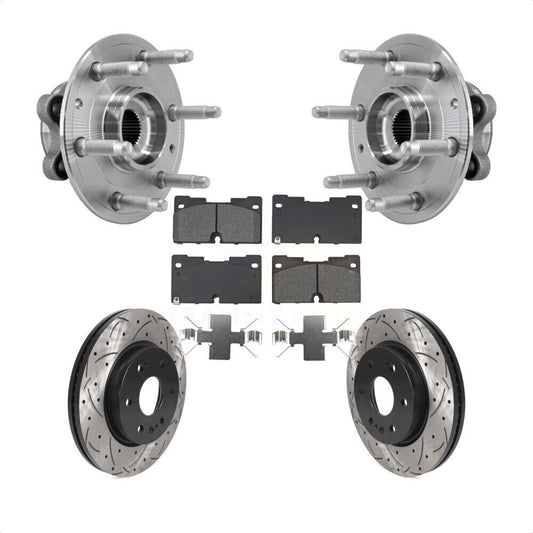 Hub Bearing Drill Slot Brake Rotor Pads Front Kit For Chevrolet GMC Silverado XL