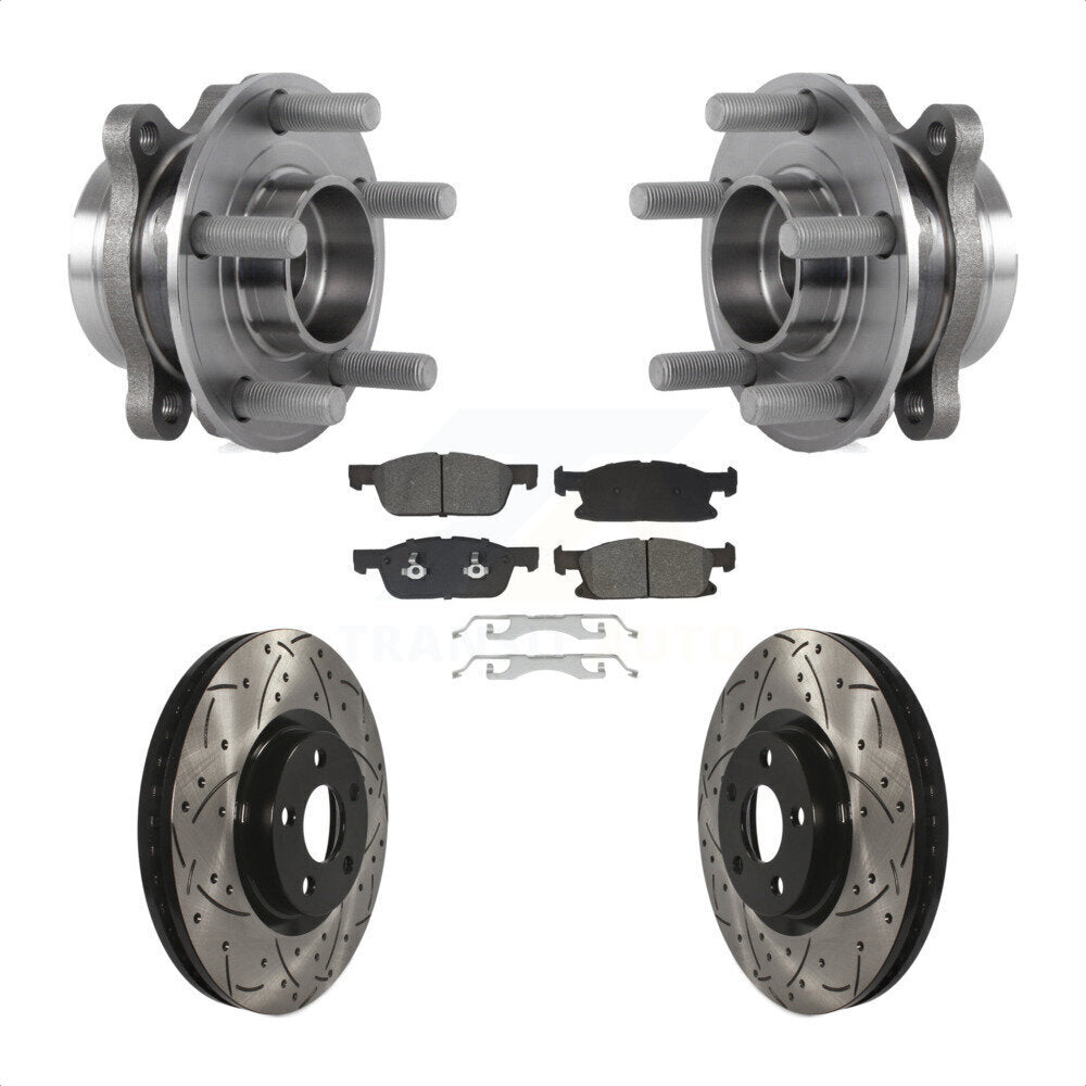 Hub Bearing Coated Drill Slot Brake Rotor Pads Front Kit For Lincoln Continental