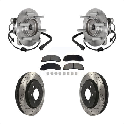 Hub Bearing Drill Slot Brake Rotor Pad Front Kit For Ford Expedition Lincoln 4WD
