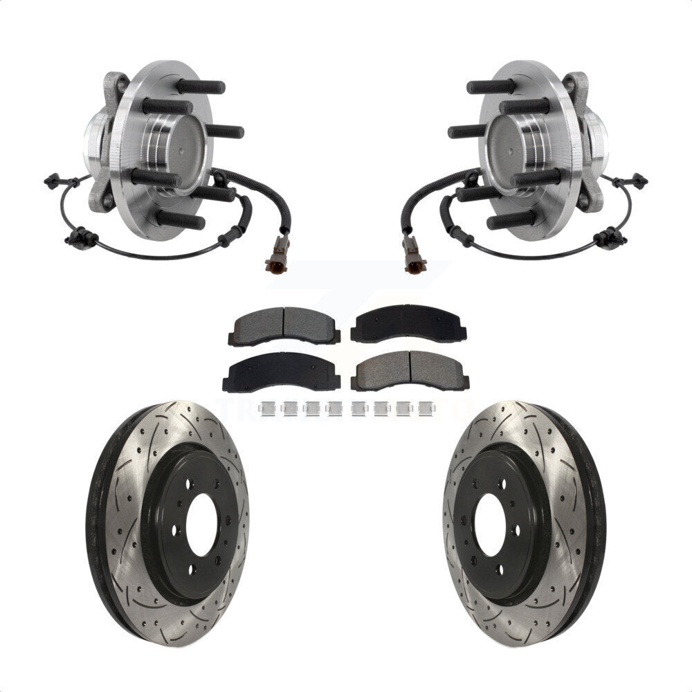 Hub Bearing Drilled Slot Brake Rotor Pad Front Kit For Ford F-150 Expedition RWD