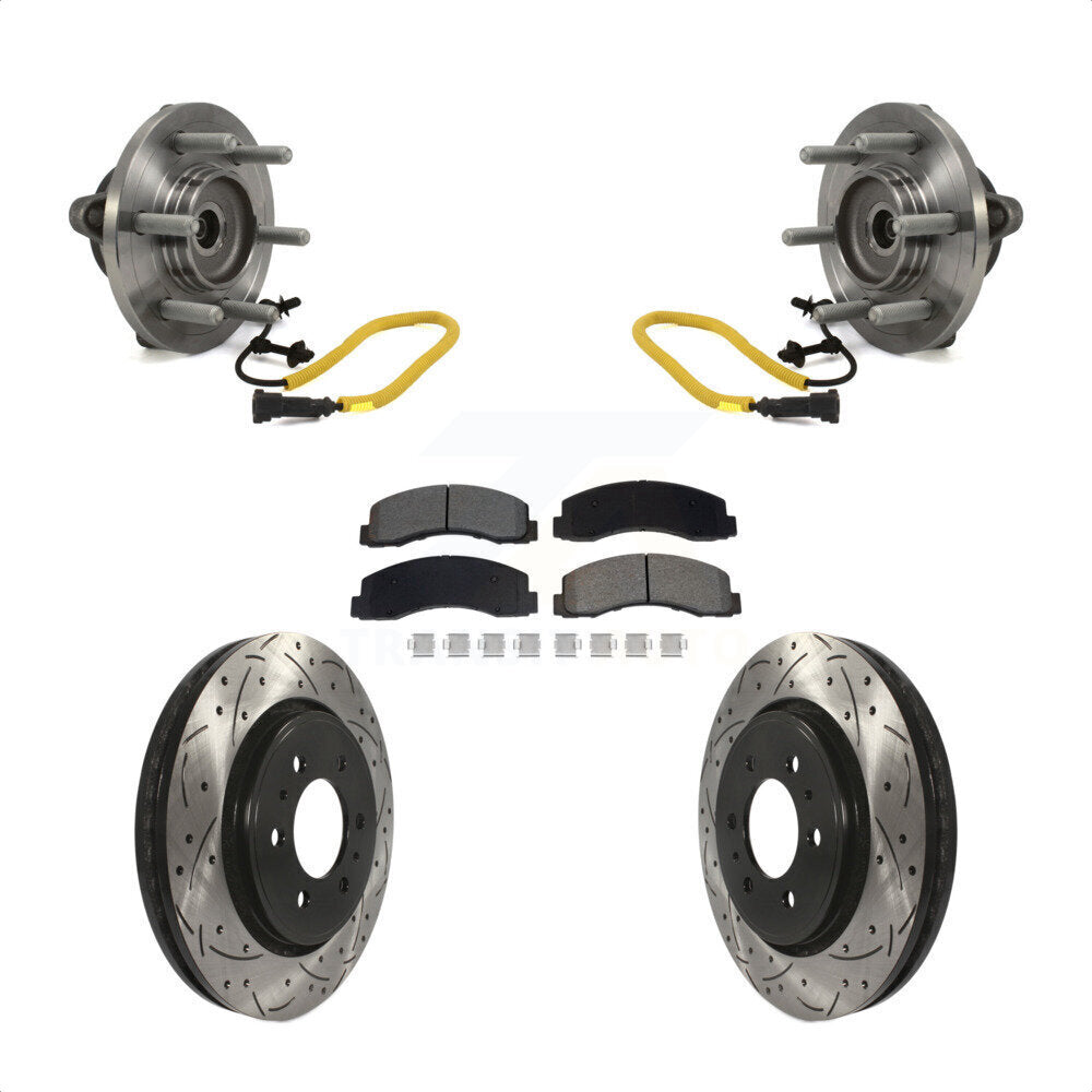 Hub Bearing Assembly Coated Drill Slot Brake Rotor Pads Front Kit For Ford F-150