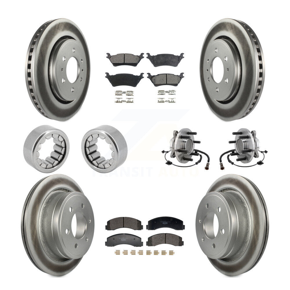 Hub Bearing Coated Brake Rotor Pad Shoe Front Rear Kit (10Pc) For Ford F-150 RWD