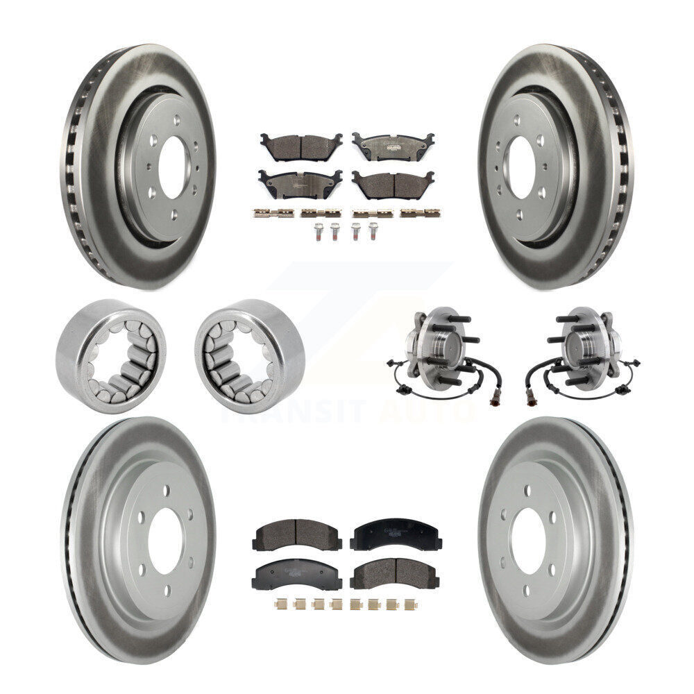 Hub Bearing Coated Brake Rotor Pad Shoe Front Rear Kit (10Pc) For Ford F-150 RWD