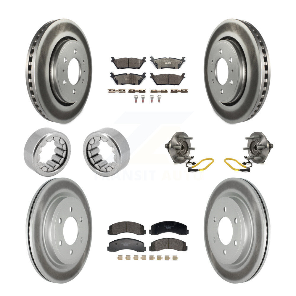 Hub Bearing Coated Brake Rotor And Pad Shoe Front Rear Kit (10Pc) For Ford F-150