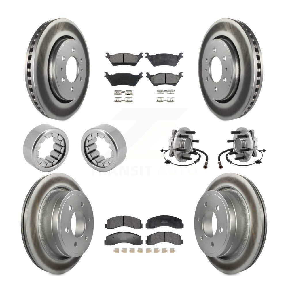 Hub Bearing Coated Brake Rotor Pad Shoe Front Rear Kit (10Pc) For Ford F-150 RWD