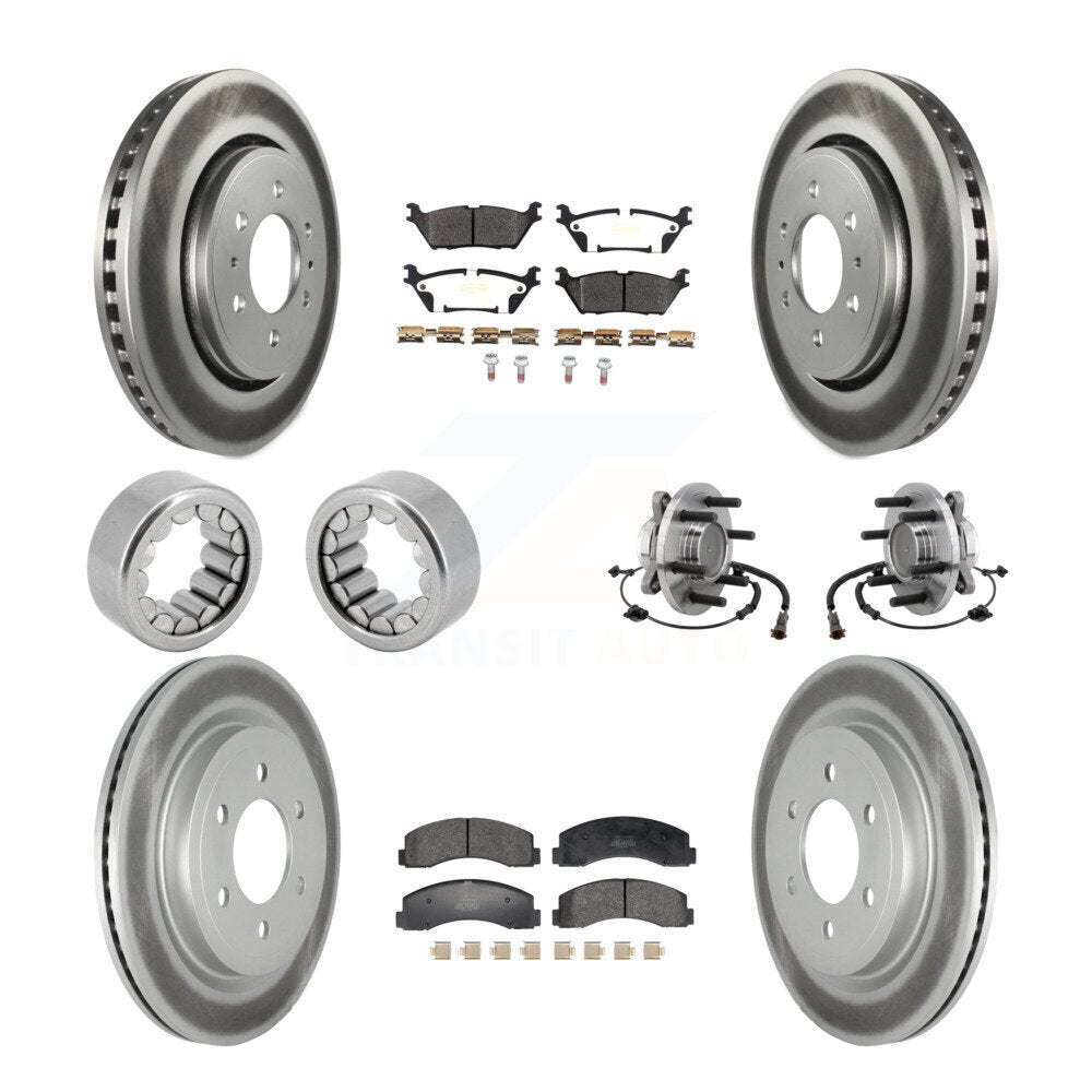 Hub Bearing Coated Brake Rotor Pad Shoe Front Rear Kit (10Pc) For Ford F-150 RWD