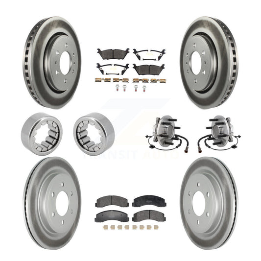 Hub Bearing Coated Brake Rotor Pad Shoe Front Rear Kit (10Pc) For Ford F-150 RWD